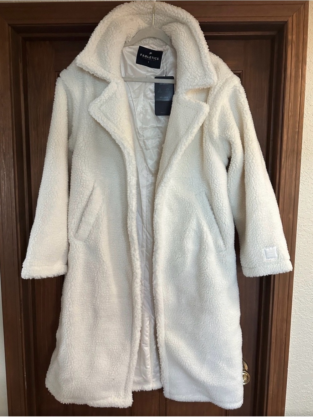 Fabletics White Sherpa Teddy Trench Coat -Large